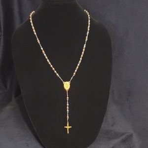 Women's 18K Gold Plated Stainless Steel Beaded Classic Rosary Necklace
